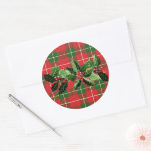Holly op Kerstmis Plaid 6 Ronde Sticker