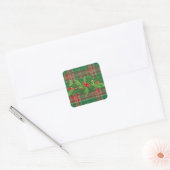 Holly op Kerstmis Plaid 7 Vierkante Sticker (Envelop)