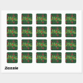 Holly op Kerstmis Plaid 8 Vierkante Sticker (Vel)