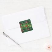 Holly op Kerstmis Plaid 8 Vierkante Sticker (Envelop)