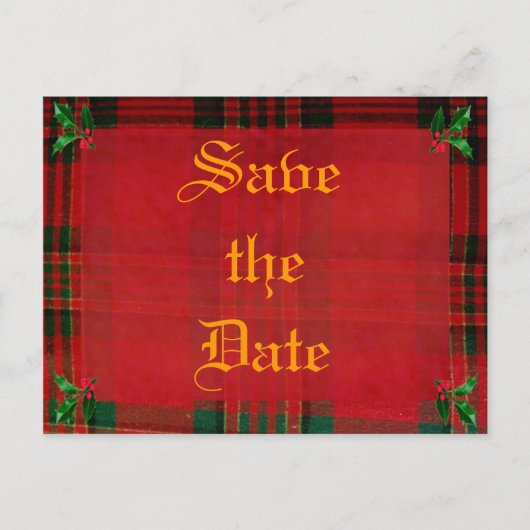 Holly op Red Plaid Aankondigingskaart (Voorkant)