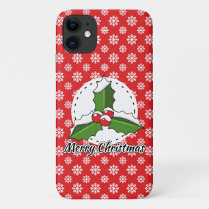 Holly op Red White Snowflakes Pattern - Merry Xmas Case-Mate iPhone Case