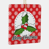 Holly op Red White Snowflakes Pattern - Merry Xmas Keramisch Ornament (Rechts)