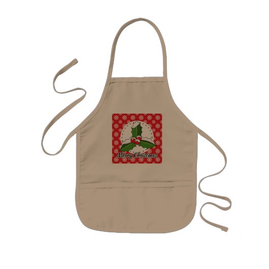 Holly op Red White Snowflakes Pattern - Merry Xmas Kinder Schort (Voorkant)