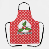 Holly op Red White Snowflakes Pattern - Merry Xmas Schort (Voorkant)