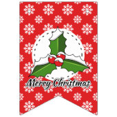 Holly op Red White Snowflakes Pattern - Merry Xmas Vlaggetjes (Tweede vlag)
