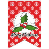 Holly op Red White Snowflakes Pattern - Merry Xmas Vlaggetjes (Derde vlag)