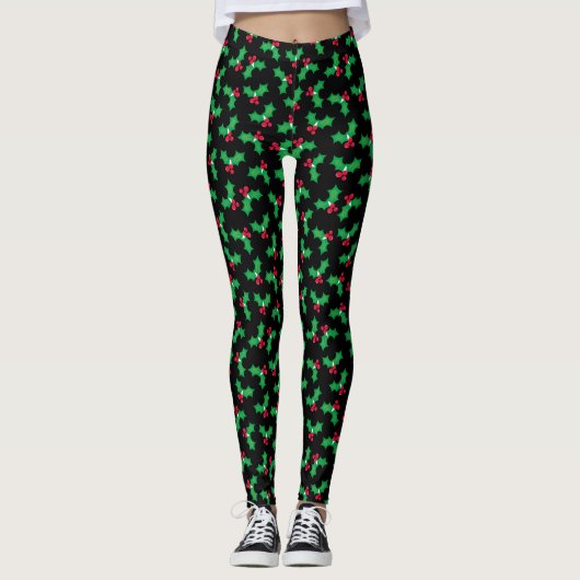 Holly Op Zwart Leggings (Voorkant)
