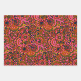 Holly Paisley Print Wrapping Paper