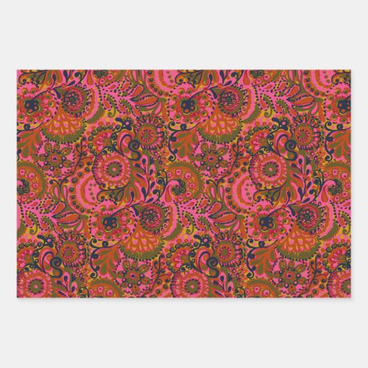 Holly Paisley Print Wrapping Paper (Voorkant)