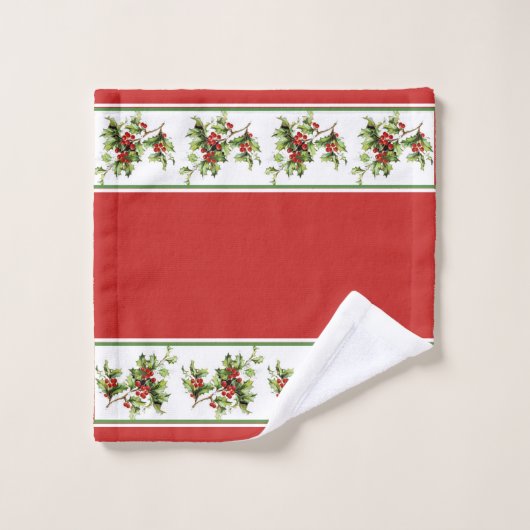 Holly patroon bad handdoek (Wasdoekje)