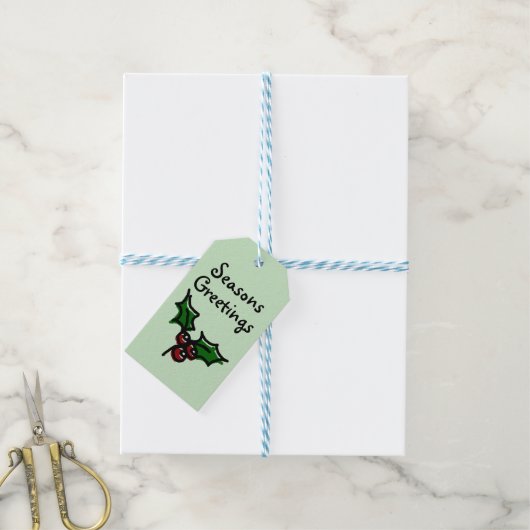 Holly patroon kerst cadeaulabel (Met Touw)