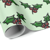 Holly patroon kerstmis cadeaupapier (Rol Hoek)