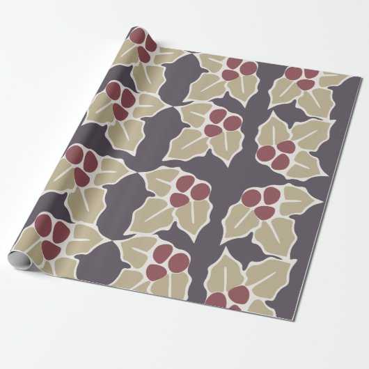 Holly Pattern Cadeaupapier (Uitgerold)