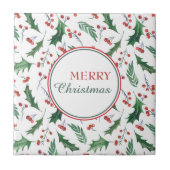  Holly Pattern Merry kerst Tegeltje (Voorkant)