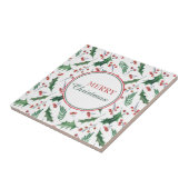  Holly Pattern Merry kerst Tegeltje (Zijkant)