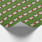 Holly Penguin Wrapping Paper Glossy Kerstmis Cadeaupapier (Hoek)