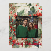  Holly personaliseren foto Feestdagenkaart (Voorkant / Achterkant)