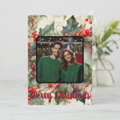  Holly personaliseren foto Feestdagenkaart (Staand voorkant)