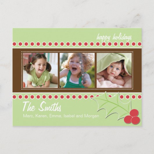 Holly Photo-Briefkaart Feestdagenkaart (Voorkant)