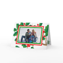 Holly Photo - Folded kerstkaart