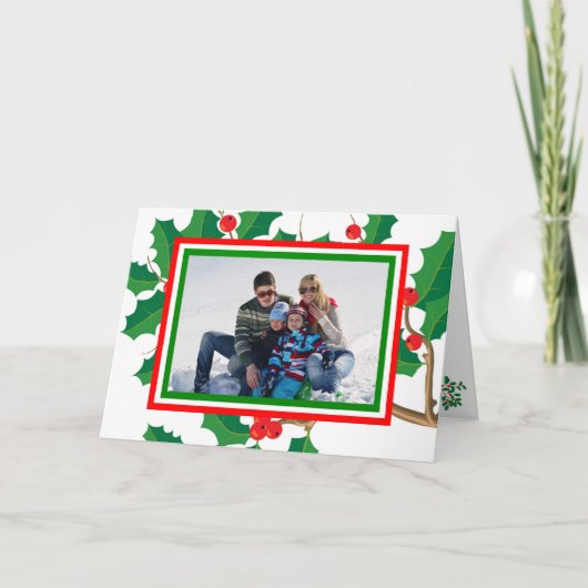 Holly Photo - Folded kerstkaart Feestdagen Kaart (Voorkant)