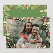 Holly Photo Lijst Kerstmis Feestdagenkaart (Voorkant / Achterkant)