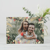 Holly Photo Lijst Kerstmis Feestdagenkaart (Staand voorkant)