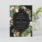 Holly Pijn Wit Bloemig Winter Bruiloft Uitnodiging (Staand voorkant)