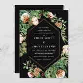 Holly Pijn Wit Bloemig Winter Bruiloft Uitnodiging (Voorkant / Achterkant)