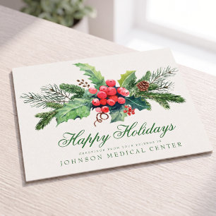 Holly Pine & Berry Vakantiegroet Briefkaart