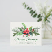 Holly Pine & Berry | Vakantiegroet Briefkaart (Staand voorkant)