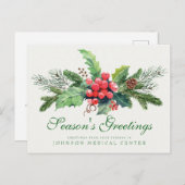 Holly Pine & Berry | Vakantiegroet Briefkaart (Voorkant / Achterkant)