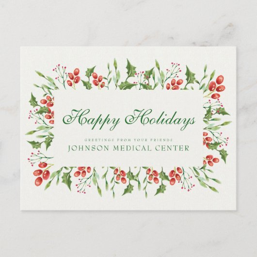 Holly Pine & Berry| Vakantiegroet Briefkaart (Voorkant)