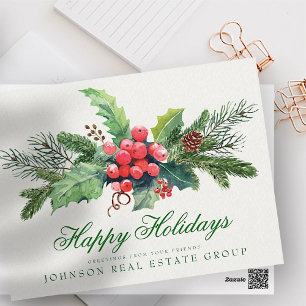 Holly Pine & Berry   Zakelijke feestdagen Briefkaart