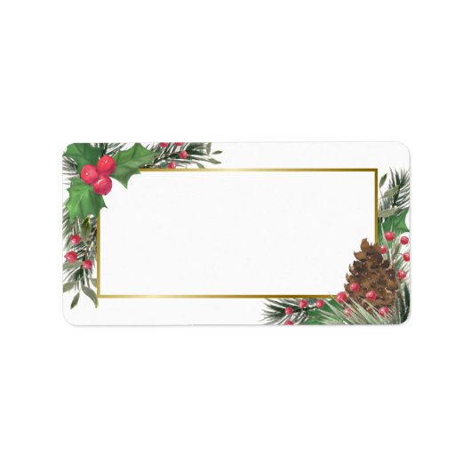 Holly & Pine Blank DIY Print Holiday Adres Etiket (Voorkant)