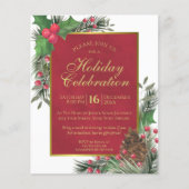 Holly & Pine BUDGET Holiday Party Uitnodiging (Voorkant)