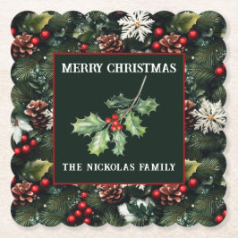 Holly & Pine Celebration Kartonnen Onderzetters
