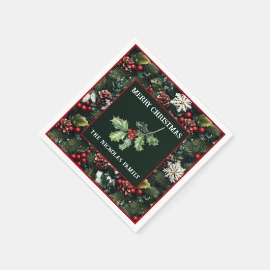 Holly & Pine Celebration Servet (Hoek)
