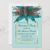 Holly Pine Cone Bouquet Gold Border kerst Kaart (Voorkant)