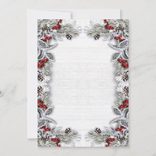 Holly & Pine Cones Branch Rustic Kerstparty Kaart (Achterkant)