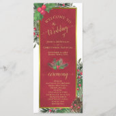 Holly & Pine Elegante Kerstmis of Vakantie Bruilof Programmakaart (Voorkant)