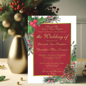 Holly & Pine formele Kerstmis Winter Wedding Kaart