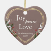 Holly & Pine Gold Lijst familie Foto 2-zijdig Ce Keramisch Ornament (Achterkant)