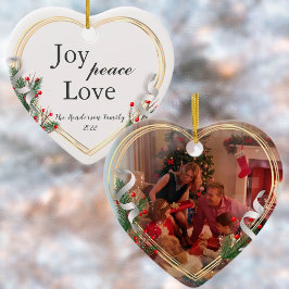 Holly & Pine Gold Lijst familie Foto 2-zijdig Ornament