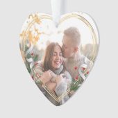 Holly & Pine Gold Lijst Foto Passen getrouwd 2-zij Ornament (voorkant)
