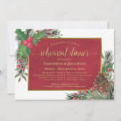 Holly & Pine Holiday Wedding Rehearsal Dinner Kaart (Voorkant)
