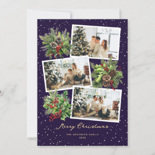 Holly Pine Kegels Foto Violet Vrolijke Kerst Kaart