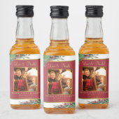 Holly & Pine Love & Thanks Wedding Photo Mini Likeurfles Etiket (Flessen)