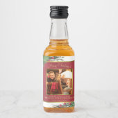 Holly & Pine Merry KerstGold Lijst Foto Mini Likeurfles Etiket (Voorkant)